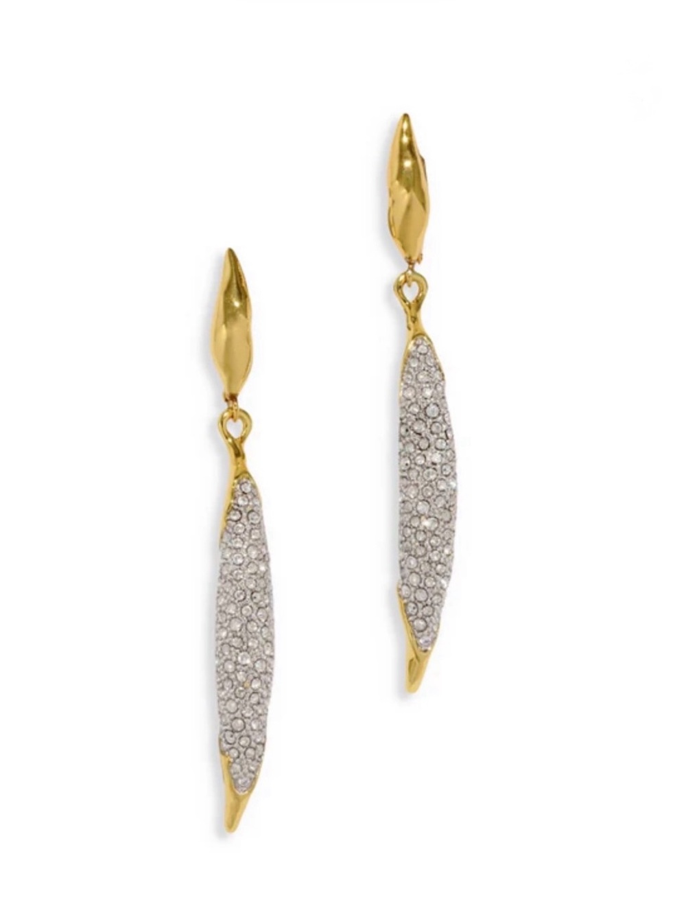 NEW Alexis Bittar Solanales Crystal Sliver Post Earrings Gold Clear AU14